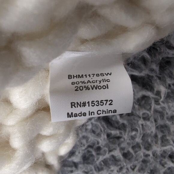 Bohme Sweater Women Medium Beige Chunky Knit Oversized Wool Blend Casual Lounge - Picture 3 of 7